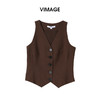 VIMAGE纬漫纪2026夏季新款复古摩登显瘦V领休闲无袖马甲上衣V2503213 商品缩略图0