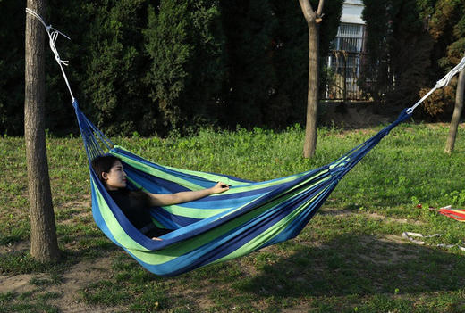 严选 | 户外野餐帆布吊床 180*80cm/个 红/蓝条纹 加厚耐磨 商品图1