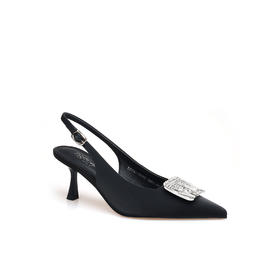 豪麟名鞋迪嘉女鞋半凉鞋真丝牛皮革DJHJA61WB005黑色