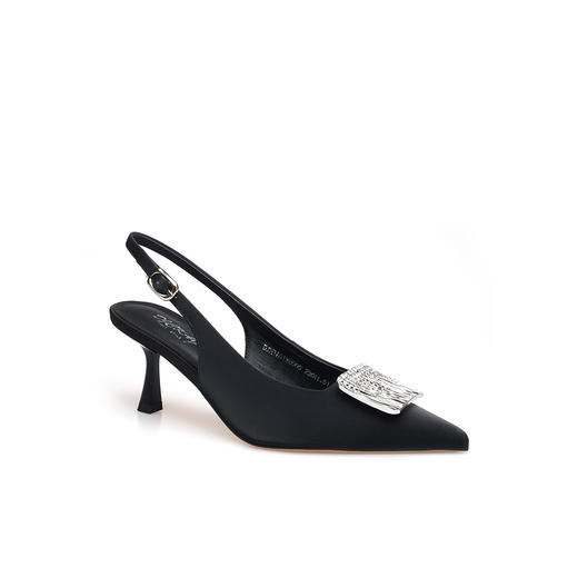 豪麟名鞋迪嘉女鞋半凉鞋真丝牛皮革DJHJA61WB005黑色 商品图0