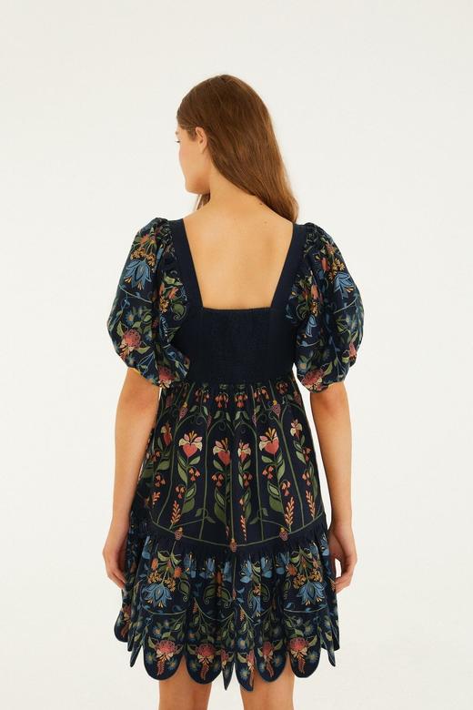 Farm Rio - Stitched Garden Mini Dress - Navy Blue - 女装 - 连身裙 - 深蓝色 商品图2