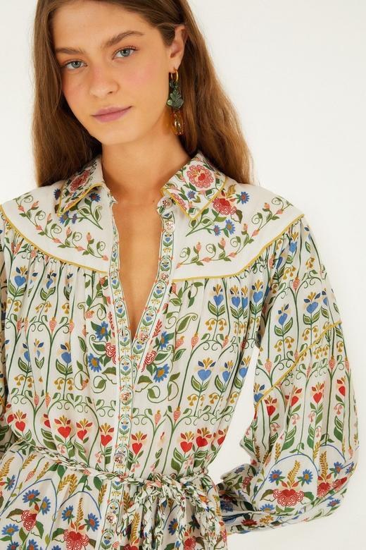 Farm Rio - Stitched Garden Mini Dress - Off-White - 女装 - 连身裙 - 米色 商品图3