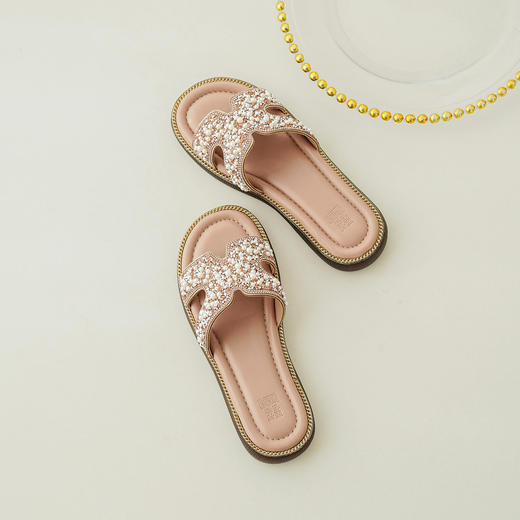 【轻奢钻饰】西村名物2026年夏季新款低跟平底钻饰优雅夏日拖鞋T26BJ20171 商品图5
