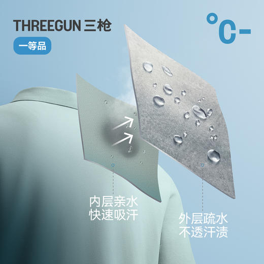 Threegun三枪 汗无痕翻领短袖男衫-T10012A01 商品图3
