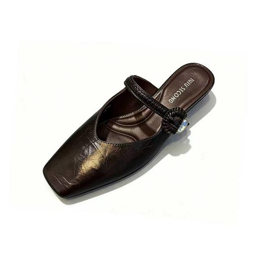 【牛皮革】西村名物2026年夏季新款羊皮内里内垫舒适高跟编织盘带前包后空时尚空鞋U26AH18341 商品图2