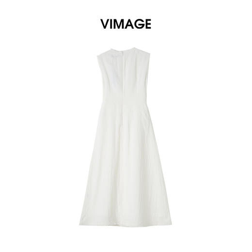 VIMAGE纬漫纪2026夏季新款舒适莱赛尔亚麻无袖收腰a字连衣裙V2507213 商品图1