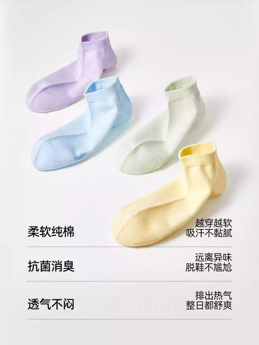 【10A抗菌】有棵树袜子女士短袜夏季薄款纯棉防臭透气防滑白色 商品图1