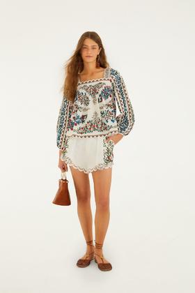 Farm Rio - Fruit Beauty Richelieu Shorts - Off-White - 女装 - 短裤 - 米色