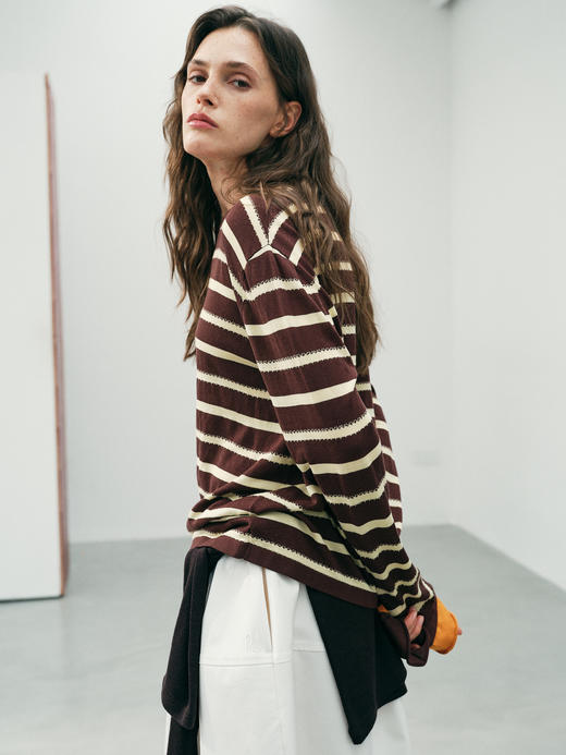 真丝天丝撞色条纹衫 商品图5