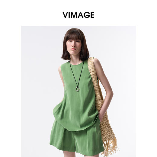 VIMAGE纬漫纪2026夏季新款时尚小众设计无袖莫代尔背心上衣V2513216 商品图1
