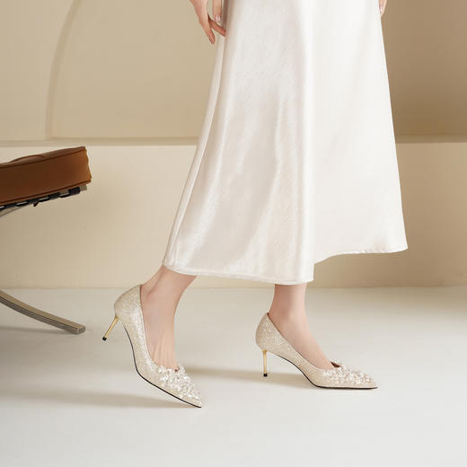 Westory2026年春季尖头高跟鞋婚鞋宴会鞋浅口单鞋W26AE51331 商品图4