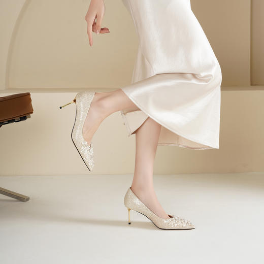 Westory2026年春季尖头高跟鞋婚鞋宴会鞋浅口单鞋W26AE51331 商品图2
