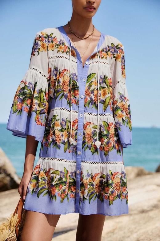 Farm Rio - Stripes Light Blush Mini Dress - Hilo - 女装 - 连身裙 - 花色 商品图2