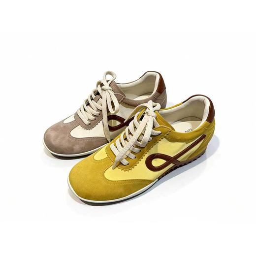 【羊皮革】西村名物2026年春季新款半羊皮里+布里/羊皮垫平底防滑舒适透气休闲鞋德训鞋U26AM17591 商品图0