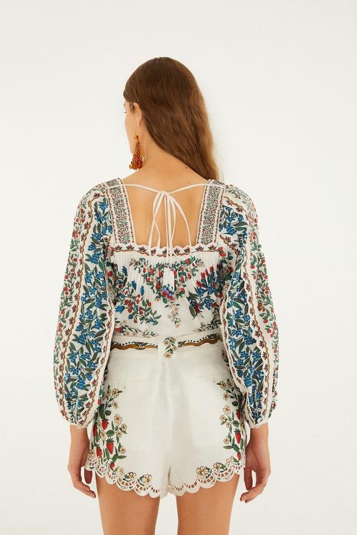 Farm Rio - Fruit Beauty Richelieu Shorts - Off-White - 女装 - 短裤 - 米色 商品图2