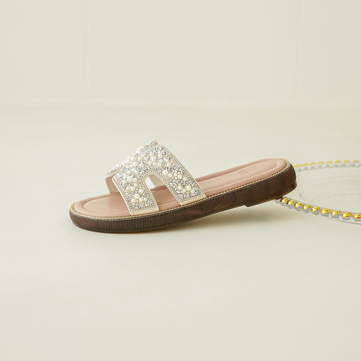 【轻奢钻饰】西村名物2026年夏季新款低跟平底钻饰优雅夏日拖鞋T26BJ20171 商品图6