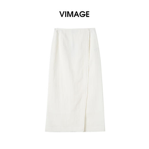 VIMAGE纬漫纪2026夏季新款莱赛尔亚麻高腰简约百搭显瘦半身裙V2506216 商品图0