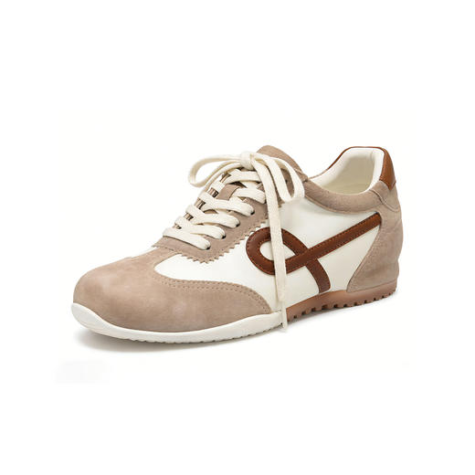 【羊皮革】西村名物2026年春季新款半羊皮里+布里/羊皮垫平底防滑舒适透气休闲鞋德训鞋U26AM17591 商品图1