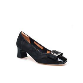 豪麟名鞋奥莱迪嘉女鞋皮鞋牛皮革/织物DJCMO61WP208黑色  原价1660元