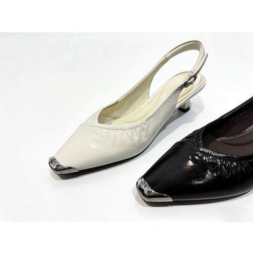 【牛皮革】西村名物夏季新款羊皮内里内垫舒适低跟前包后空小尖头时尚后空鞋U26AH18321 商品图3