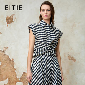 EITIE爱特爱夏季新款时尚扭结设计通勤显瘦车条纹衬衫8213901