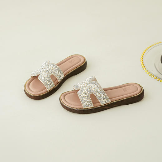 【轻奢钻饰】西村名物2026年夏季新款低跟平底钻饰优雅夏日拖鞋T26BJ20171 商品图3