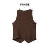 VIMAGE纬漫纪2026夏季新款复古摩登显瘦V领休闲无袖马甲上衣V2503213 商品缩略图1