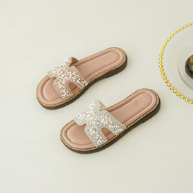 【轻奢钻饰】西村名物2026年夏季新款低跟平底钻饰优雅夏日拖鞋T26BJ20171