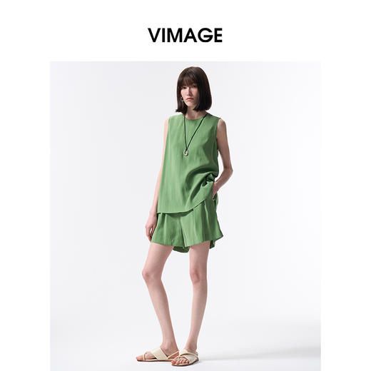VIMAGE纬漫纪2026夏季新款时尚小众设计无袖莫代尔背心上衣V2513216 商品图3