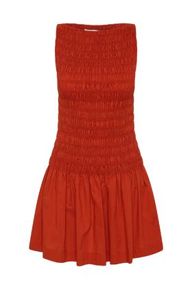 Faithfull The Brand - Maria Mini Dress - Dusty Tomato - 女装 - 连身裙 - 烂番茄色