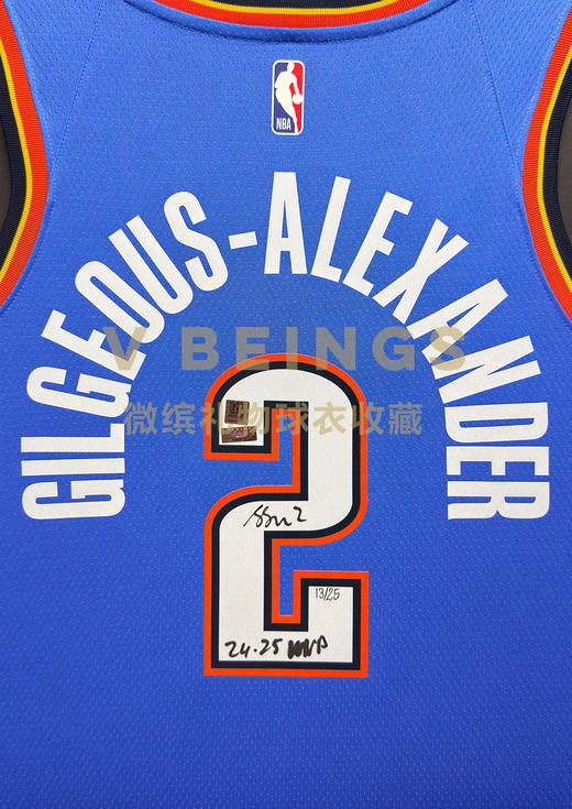 收藏系列 亚历山大 雷霆队2号蓝色 限量版 亲笔签名球衣 加签铭文 24-25MVP 全球限量25件 商品图5