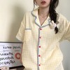 夏季家居秒杀59元【可爱舒适云朵棉睡衣】夏天新款短袖套装 撞色格子开衫家居服 商品缩略图2