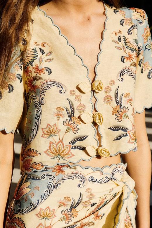 Farm Rio - Beauty Butter Short Sleeve Top - Boho - 女装 - 上衣 - 波希米亚 商品图3