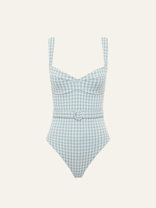 PEONY - Forever Underwire One Piece - Chambray Gingham - 女装 - 连体泳衣 - 浅蓝格纹 商品图0