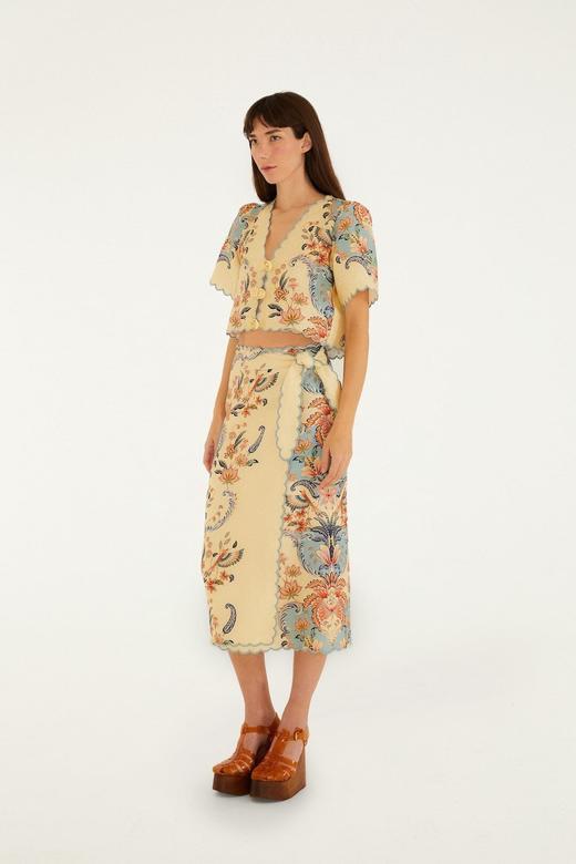 Farm Rio - Beauty Butter Midi Skirt - Boho - 女装 - 中长裙 - 波希米亚 商品图1
