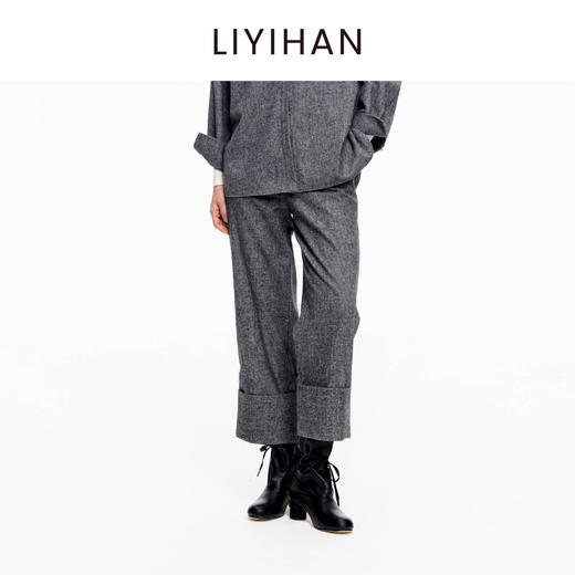 LIYIHAN 2025秋冬新款通勤羊毛衬衫灰色女时尚套装小众设计感 商品图4