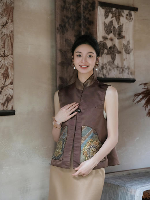 盛唐牡丹盛奢系列 | 螺钿大漆彩绘西阵织马甲 商品图0