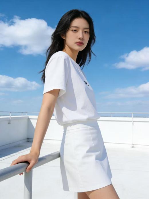 性价比天花板【自营】W刺绣字母！3010精梳棉95%圆领短袖T恤上衣-喜出 商品图2