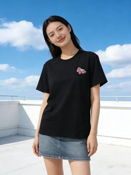 【自营】“小马印花”仿真刺绣精梳棉！95%棉圆领简约休闲短袖T恤上衣-喜出 商品图3