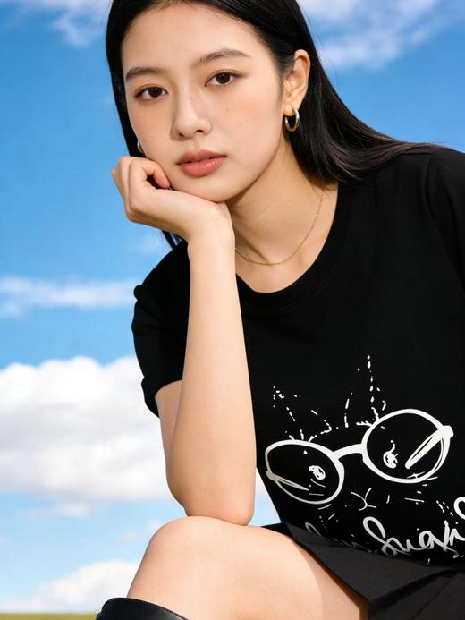 性价比天花板【自营】卡通兔印花！7058精梳棉95%圆领短袖T恤上衣-喜出 商品图2