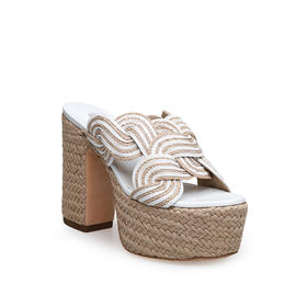 豪麟名鞋CASADEI女鞋凉拖织物1M572白色