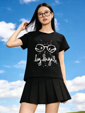 性价比天花板【自营】卡通兔印花！7058精梳棉95%圆领短袖T恤上衣-喜出