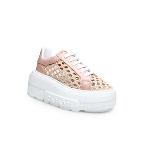 豪麟名鞋CASADEI女鞋时尚休闲鞋牛皮革+织物2X895粉色