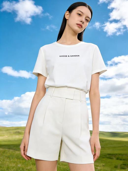 性价比天花板【自营】精致G&G字母刺绣！6319精梳棉95%圆领简约短袖T恤上衣-喜出 商品图5