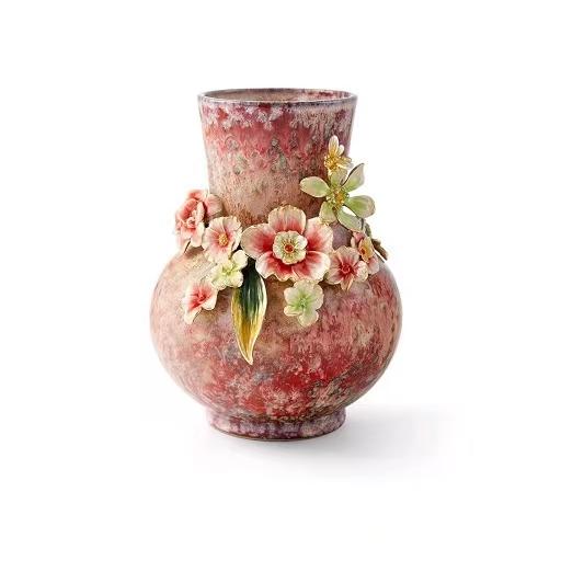 罗比罗丹珐琅彩平安纳福花瓶欧式创意客厅摆件乔迁礼品绯韵花瓷花瓶 商品图4