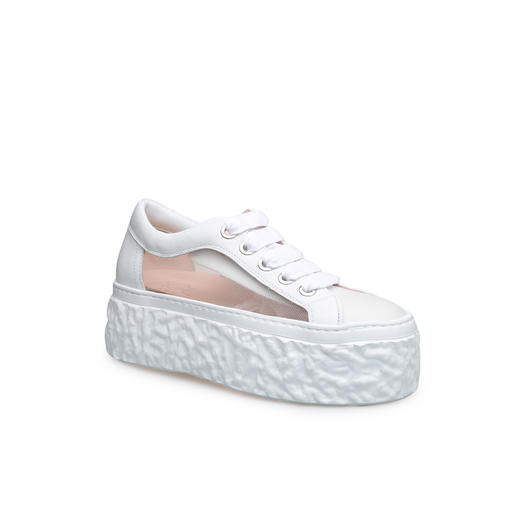 豪麟名鞋AGL女鞋时尚休闲鞋羊皮革+织物D776007P白色 商品图0