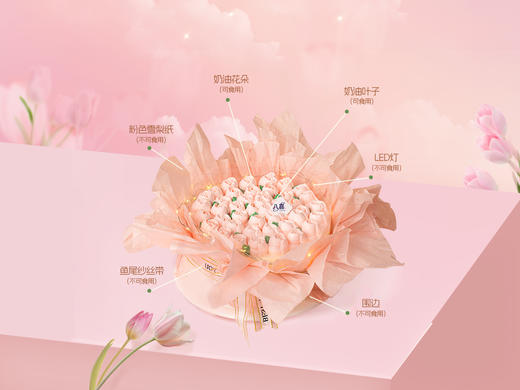 【带灯花束】冰淇淋/水果生日蛋糕 商品图1