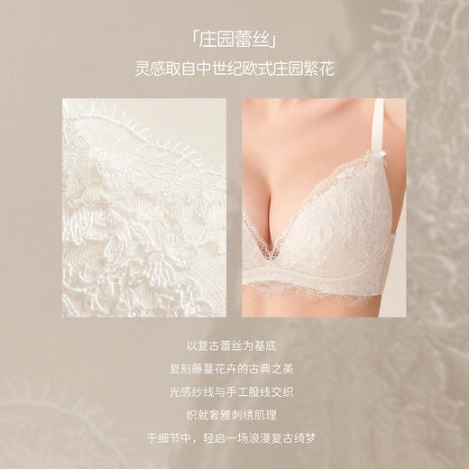 好奇蜜斯刺绣蕾丝无钢圈性感聚拢小胸内衣夏季女2026新款文胸罩白-哈莉特 商品图2