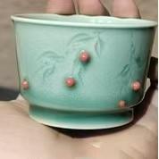 本土斋青瓷粉青玲珑手工马蹄两才盖碗高端功夫茶器镂空重工盖碗青瓷玲珑盖碗容天杯红豆系列青瓷盖碗 商品图10