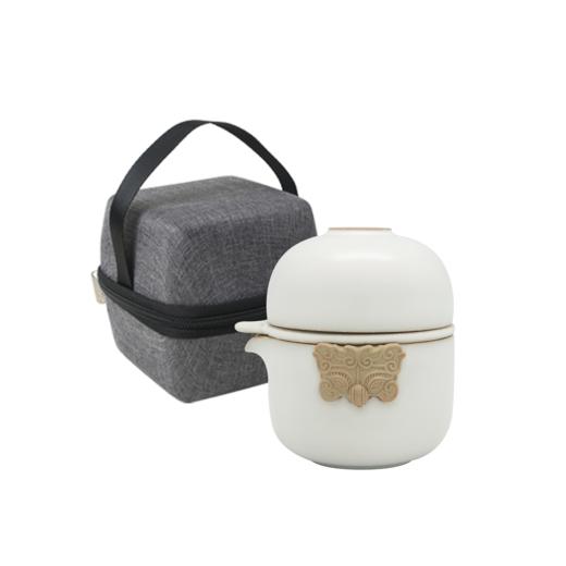 台湾陆宝茶具快客杯旅行茶器户外一壶一杯配茶滤易泡壶春秋随手泡天青月白 商品图2